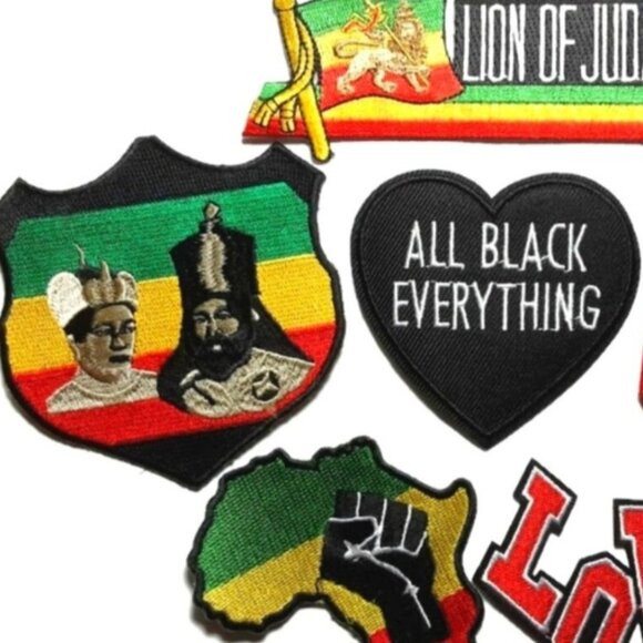 Rasta Black Love Iron-On Patches Lot - Picture 2 of 3